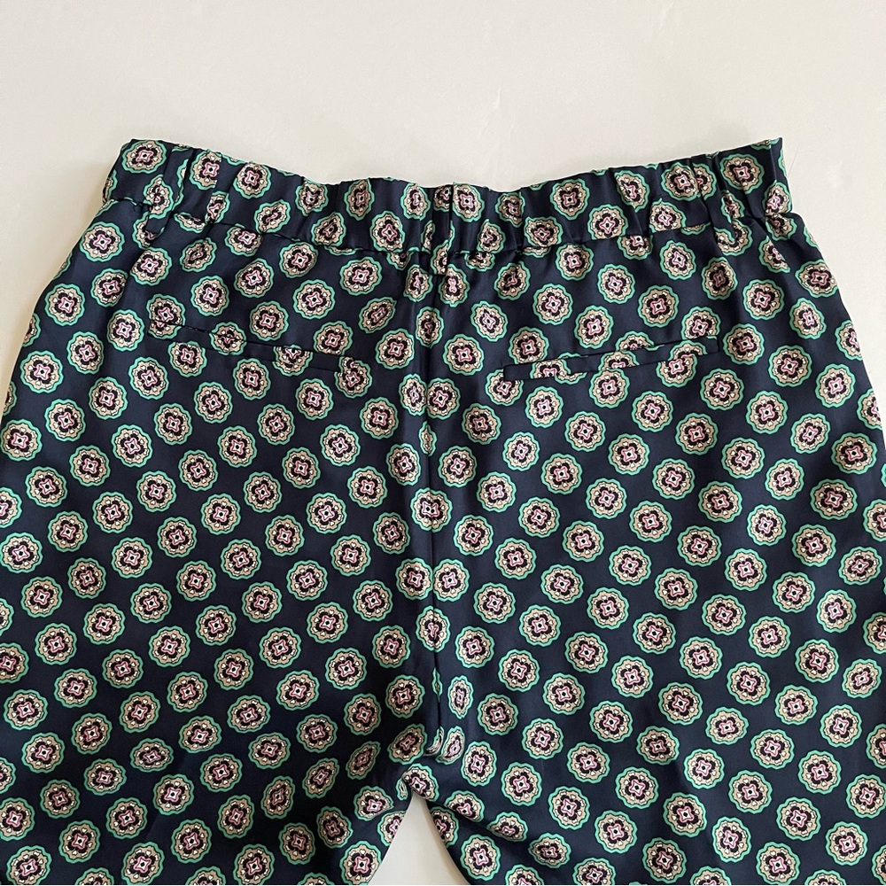 J. Crew navy and teal silk cropped pants in foulard pattern print - Picture 5 of 9